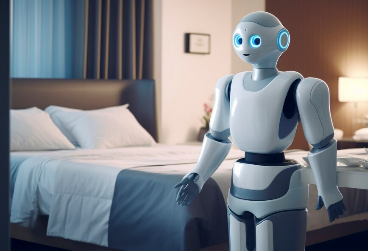 Imagem de um robô dentro de uma casa.